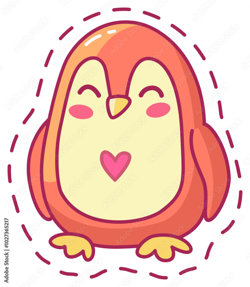 A cheerful cartoon penguin stands with a smile and a heart shape on its chest showcasing a playful and loving character ideal for kids designs and decorations. A cheerful cartoon penguin stands with a smile and a heart shape on its chest showcasing a playful and loving character ideal for kids designs and decorations.