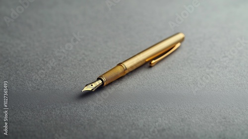 Elegant Gold Fountain Pen on a Smooth Surface