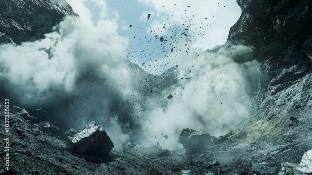 Obraz premium Dramatic Collision of Glacial Ice and Towering Cliffs