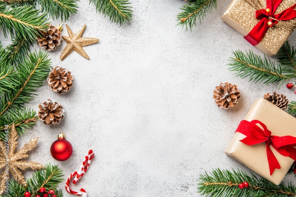 Christmas gifts box on festive background