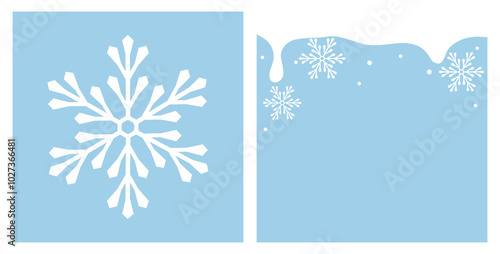 Snowflake icon sign on blue background. Winter card with snowflakes on blue background vector.