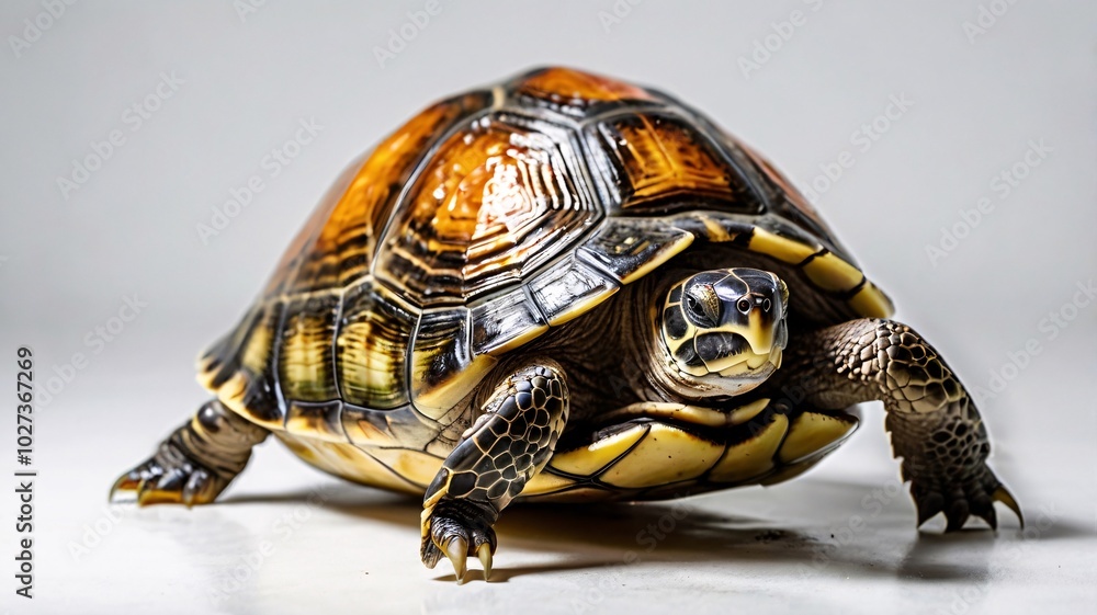 Obraz premium pet turtle basking under a heat lamp