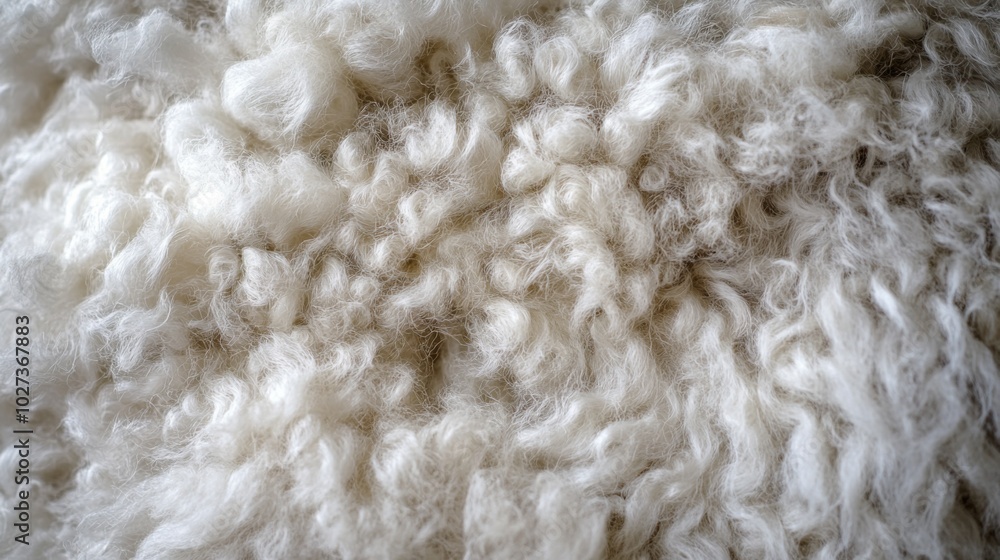 Close-up Texture of White, Curly Fur Close-up Texture of White, Curly Fur