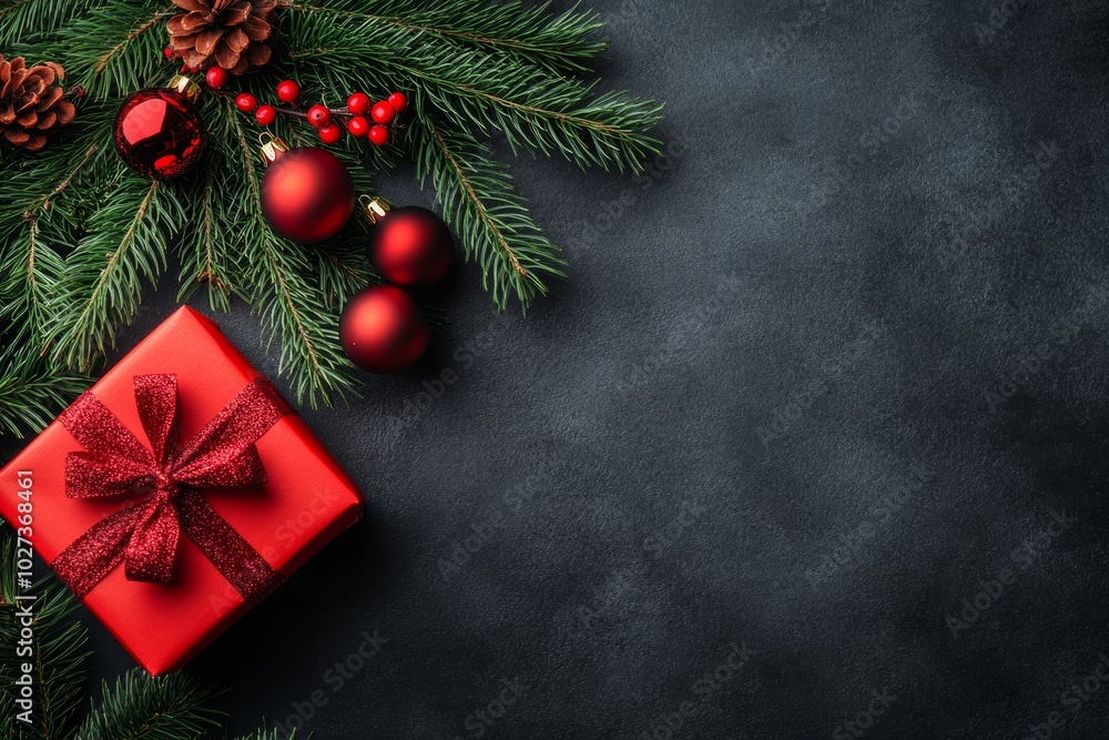 Christmas gifts box on festive background Christmas gifts box on festive background