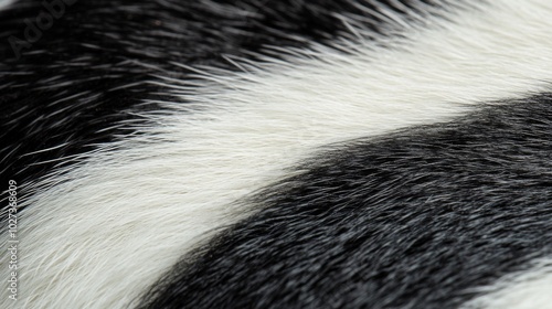 Close-up of Black and White Fur with a Curving Pattern