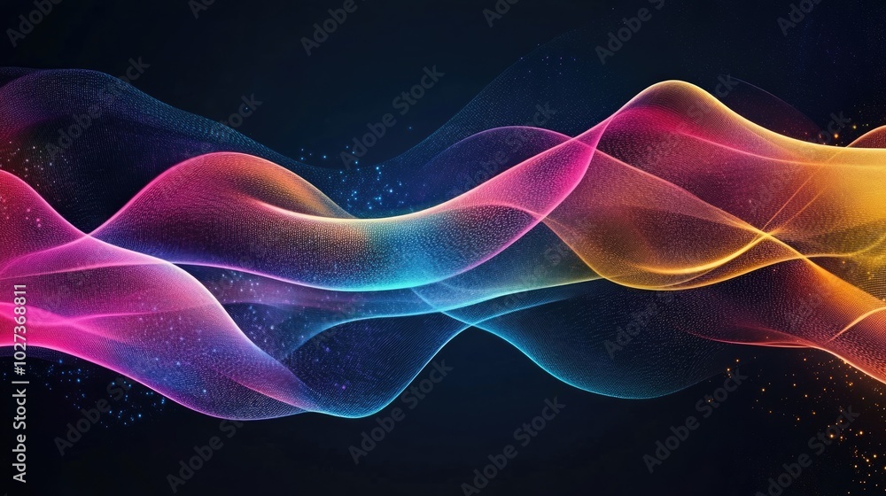 Obraz premium Abstract colorful waves on a dark background