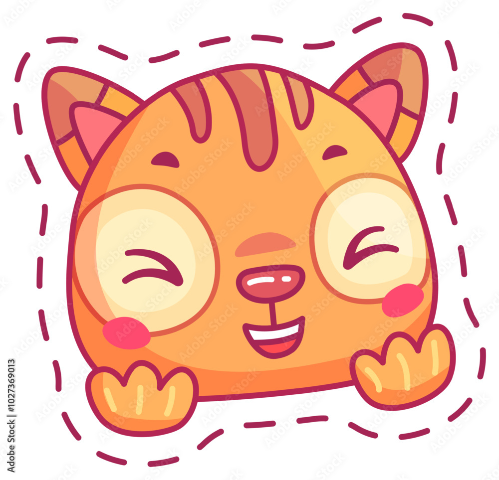 A joyful cartoon cat character with large round eyes and a cheerful smile features a bright orange color and simple bubbly design elements that convey playfulness. A joyful cartoon cat character with large round eyes and a cheerful smile features a bright orange color and simple bubbly design elements that convey playfulness.