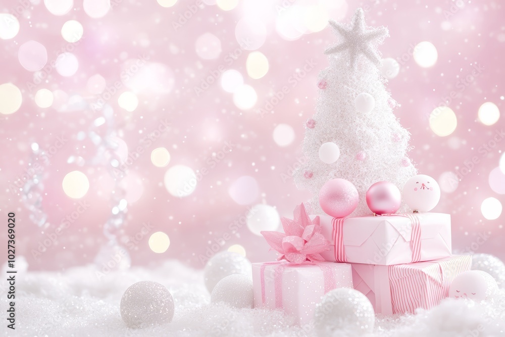Christmas gifts box on festive background Christmas gifts box on festive background