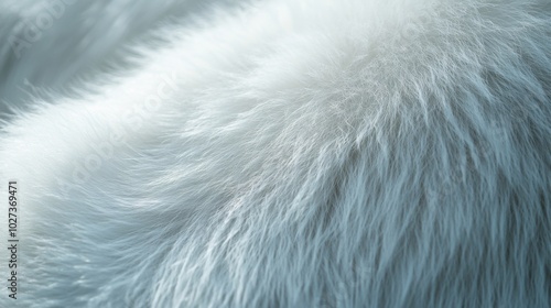 Close-up of a Soft, White Fur Texture