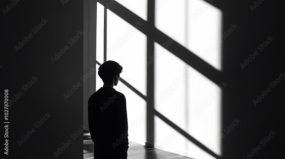 Person Standing in Front of Large Window Shadows Person Standing in Front of Large Window Shadows