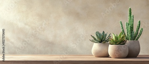Ulltrawide Light Background With Potted Succulents Plant On Side