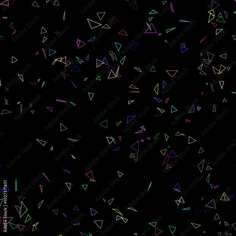 Obraz premium triangles scattered on a black background - a set of neon textures with different geometric shapes