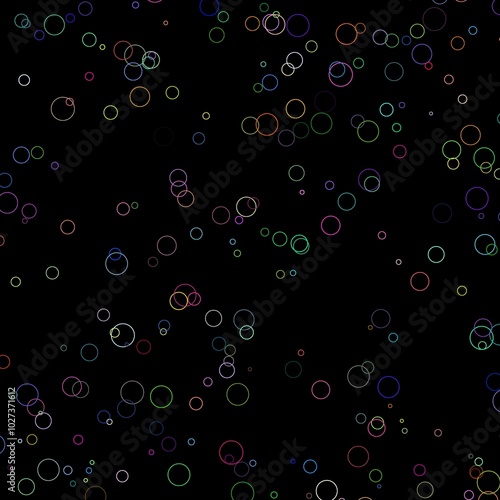 circles scattered on a black background - a set of neon textures with different geometric shapes