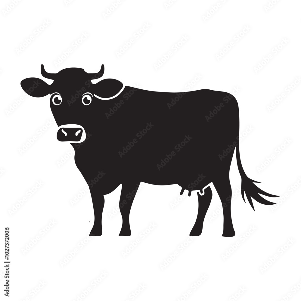  A vector silhouette cow illustration 