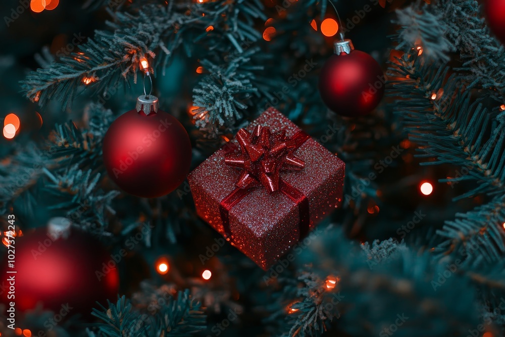 Christmas gifts box on festive background Christmas gifts box on festive background