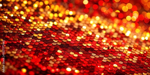 Vibrant red and gold sequins background
