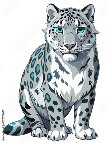 snow leopard vector art, snow leopard illustration vector, leopard vector 