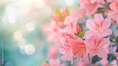 Delicate Pink Azalea Blossoms with Soft Bokeh Background