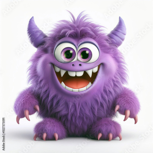 Meet the friendliest purple monster! Big eyes, a toothy grin, and fluffy fur—pure joy! He's ready to play. Adorable!