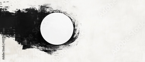 Ultrawide Abstract Grunge Ink Circle Painting Background photo