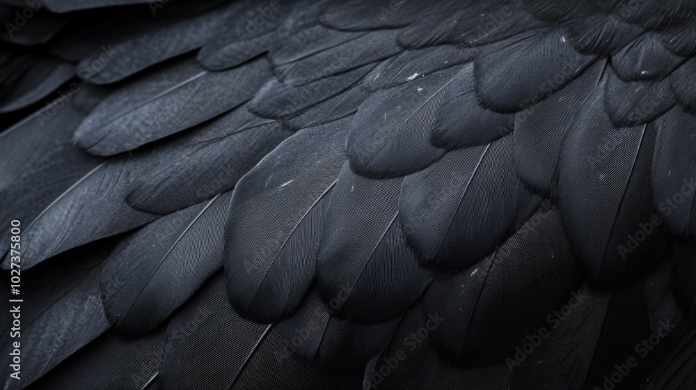 Obraz premium Close-up Texture of Black Bird Feathers