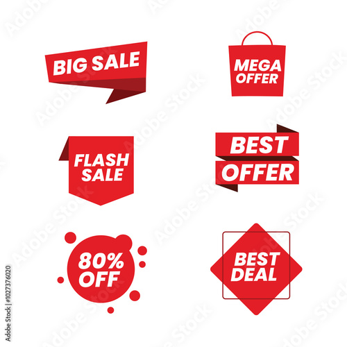 Different type of sale badge set isolated on white background. Vector illustration