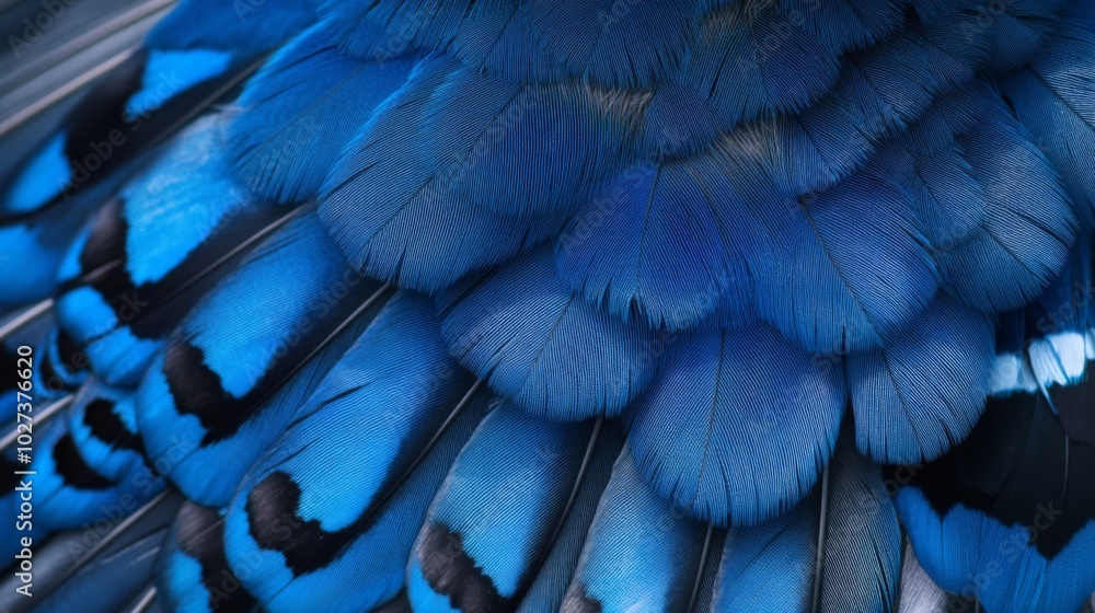 Obraz premium Close-up View of a Blue Jay's Vibrant and Detailed Feathers