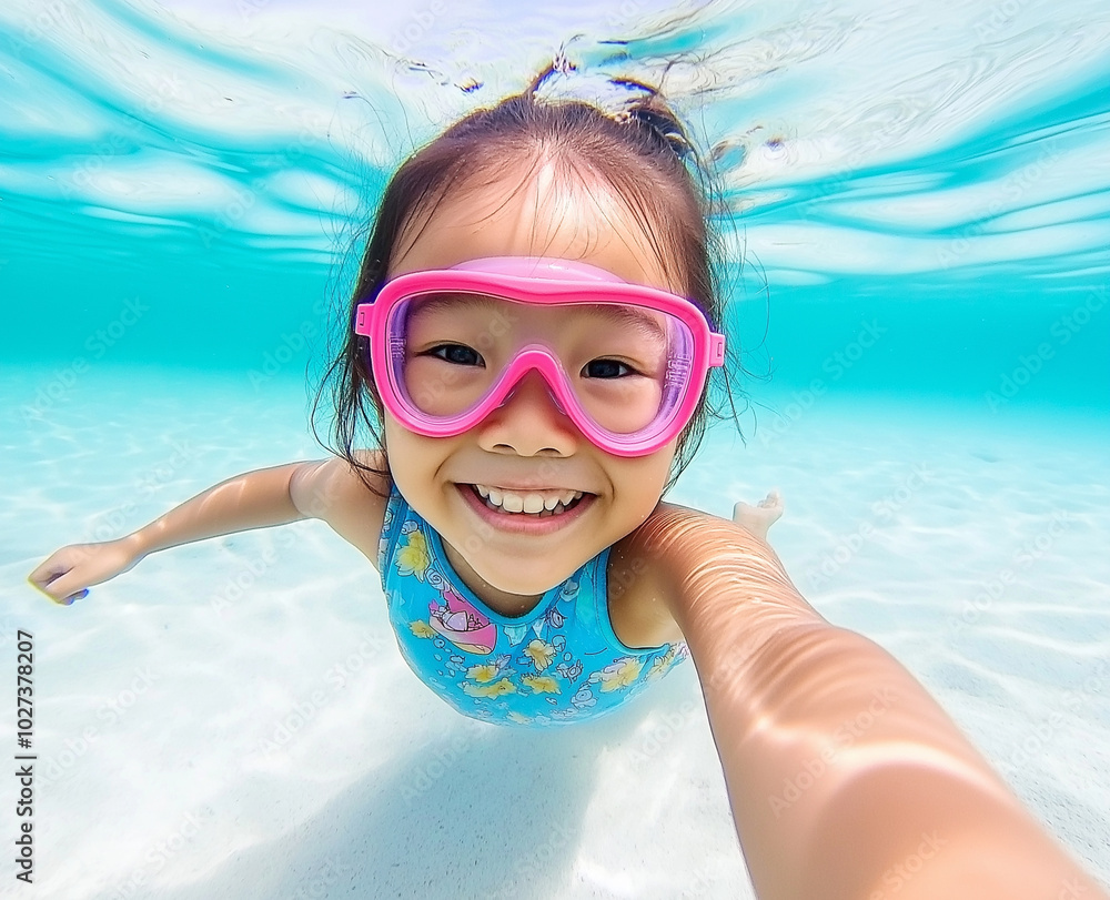 Naklejka premium child in swimming pool