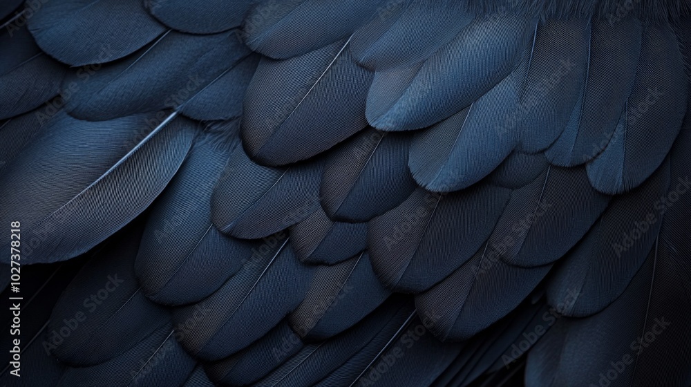 Obraz premium Close-up of Dark Blue Feathers Forming a Pattern