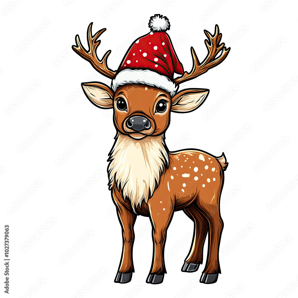 Reindeer sticker with white outline on transparent background Reindeer sticker with white outline on transparent background