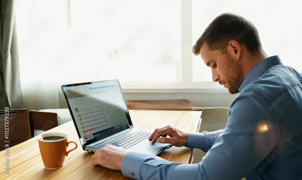 Dutch Man Creating Budget Spreadsheet at Home Dutch Man Creating Budget Spreadsheet at Home