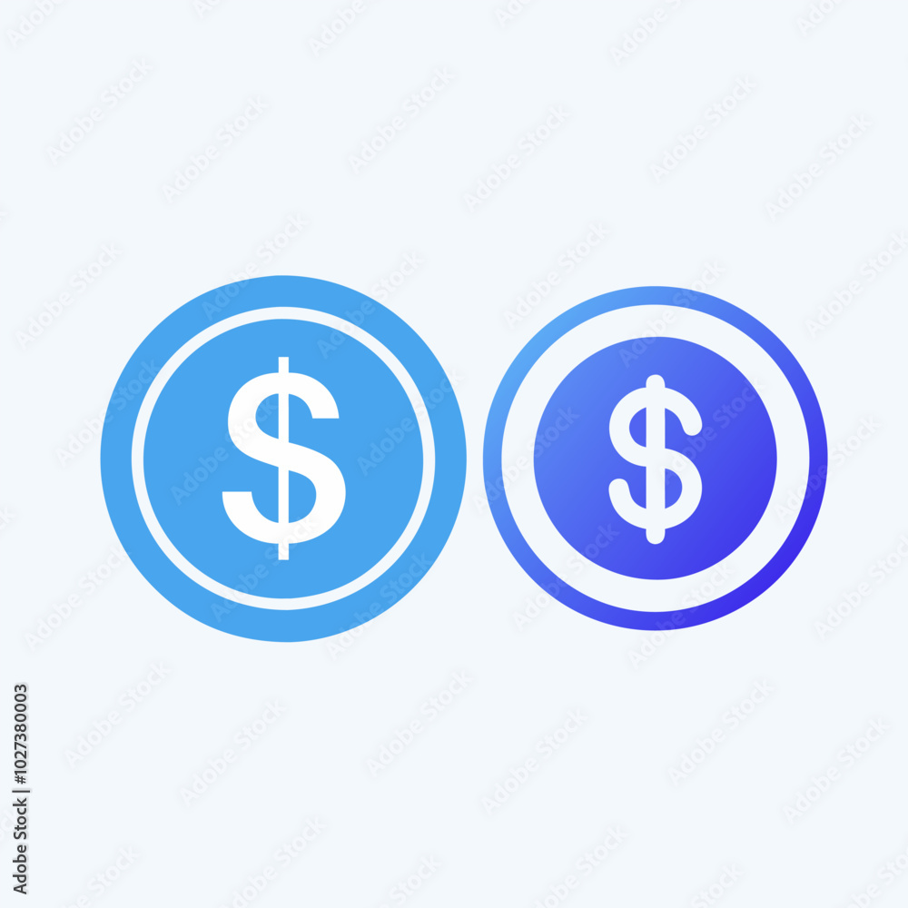 Dollar Sign icon vector art image set. Dollar Sign icon vector art image set.