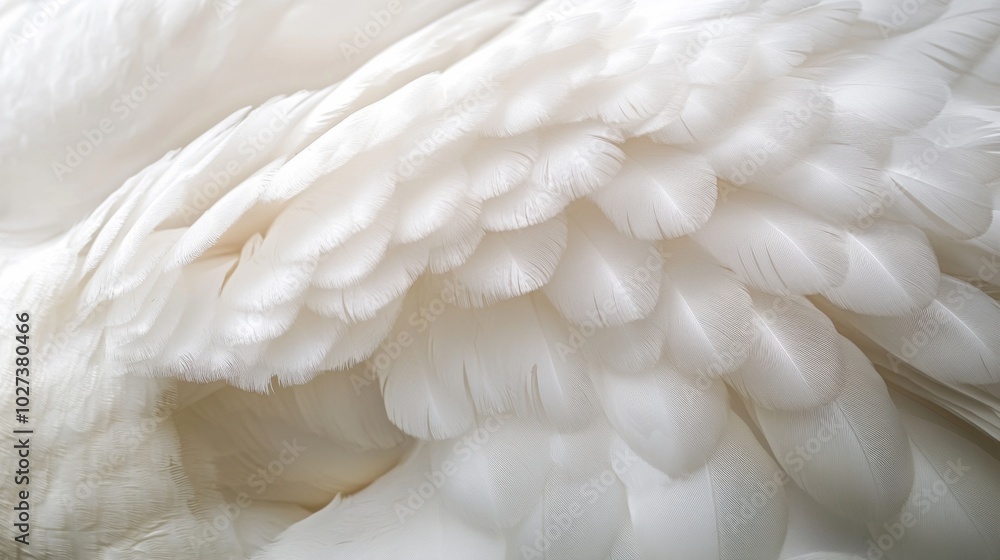 Obraz premium Close-up of White Bird Feathers Overlapping and Layered