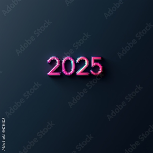 A clean and modern graphic showcases the year 2025 in bright colors against a dark backdrop, creating an elegant aesthetic perfect for New Year celebrations