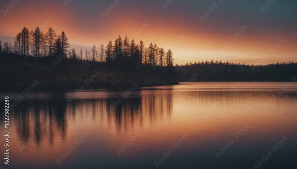 lake in the forest beautiful landscape at sunset lake in the forest beautiful landscape at sunset