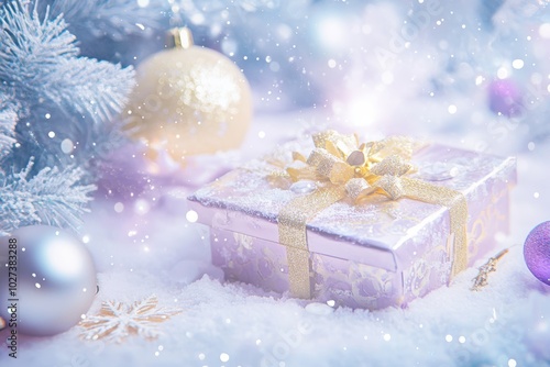 Christmas gifts box on festive background