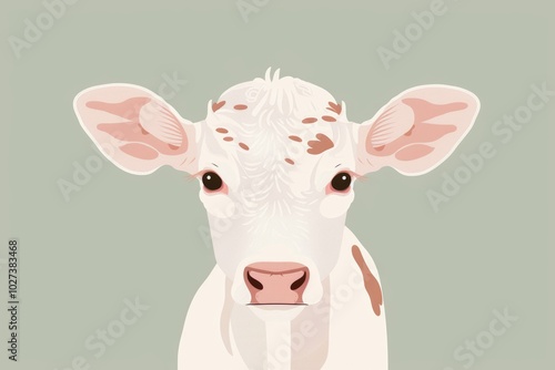 Illustrated calf portrait on pastel background photo