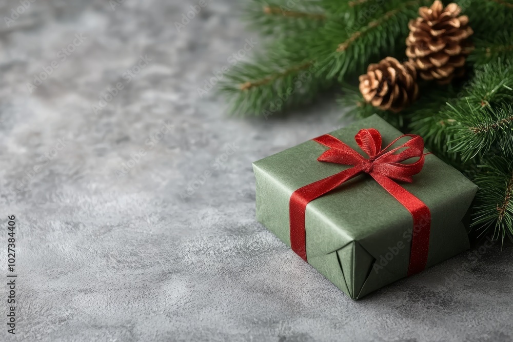 Christmas gifts box on festive background Christmas gifts box on festive background
