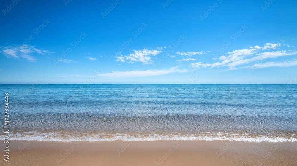 Tranquil Beachscape with a Blue Sky and Gentle Waves