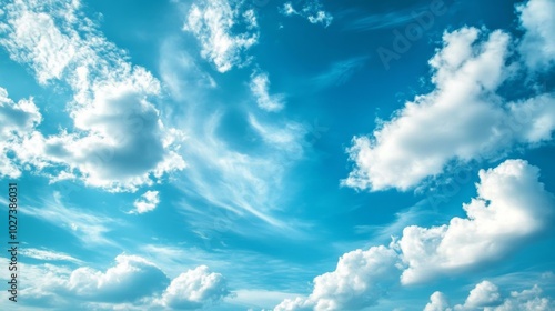 A Clear Blue Sky Adorned with White Puffy Clouds