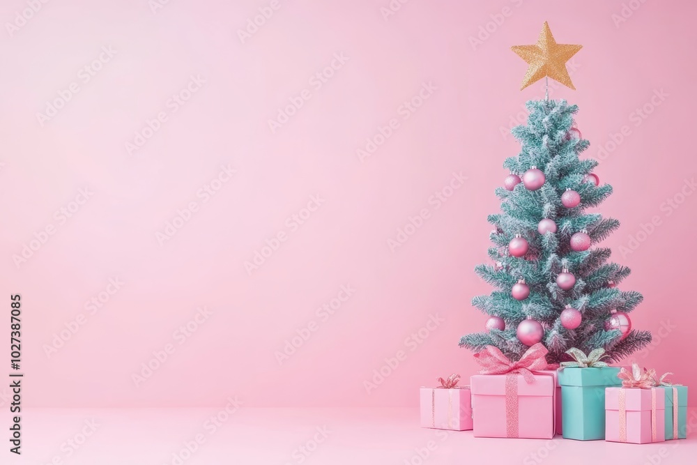 Christmas gifts box on festive background Christmas gifts box on festive background