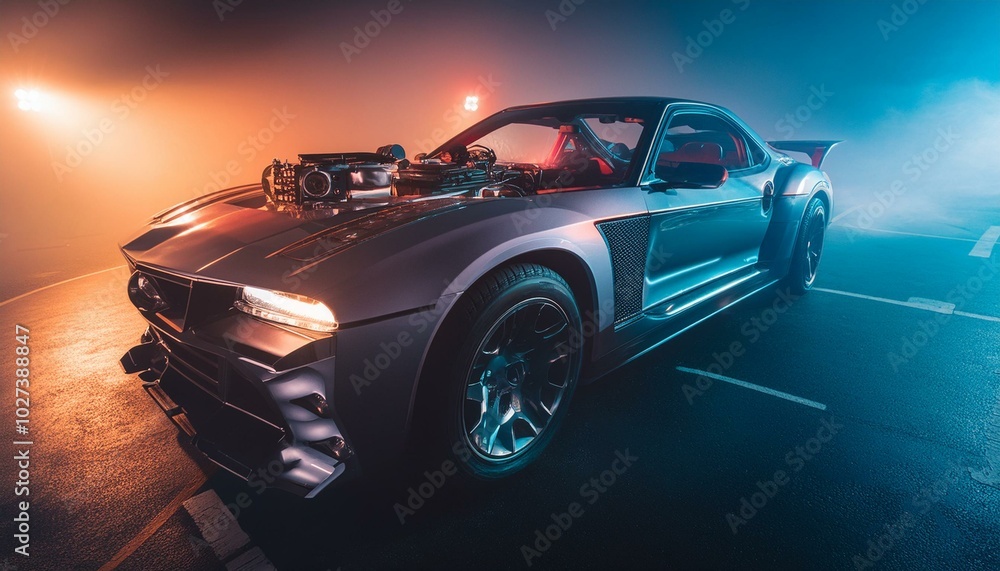 Naklejka premium Futuristic hardcore cyber heavy duty car