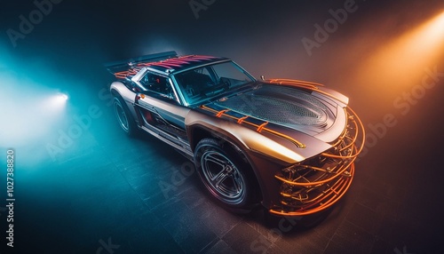 Futuristic hardcore cyber heavy duty car