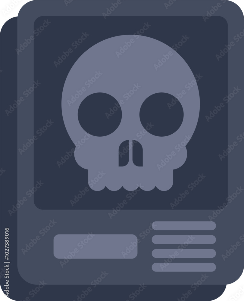 Illustration of an x ray showing a skull on a medical report, evoking concepts of healthcare and mortality Illustration of an x ray showing a skull on a medical report, evoking concepts of healthcare and mortality