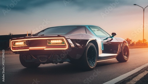 Futuristic hardcore cyber heavy duty car