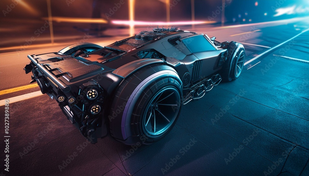 Obraz premium Futuristic hardcore cyber heavy duty car