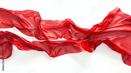 A 3D rendering of a flowing red and white fabric.