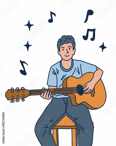 PEOPLE IS PLAYING GUITAR, SUITABLE FOR YOUR DESIGN NEEDS, FILE VECTOR