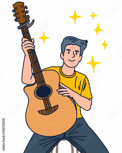 PEOPLE IS PLAYING GUITAR, SUITABLE FOR YOUR DESIGN NEEDS, FILE VECTOR