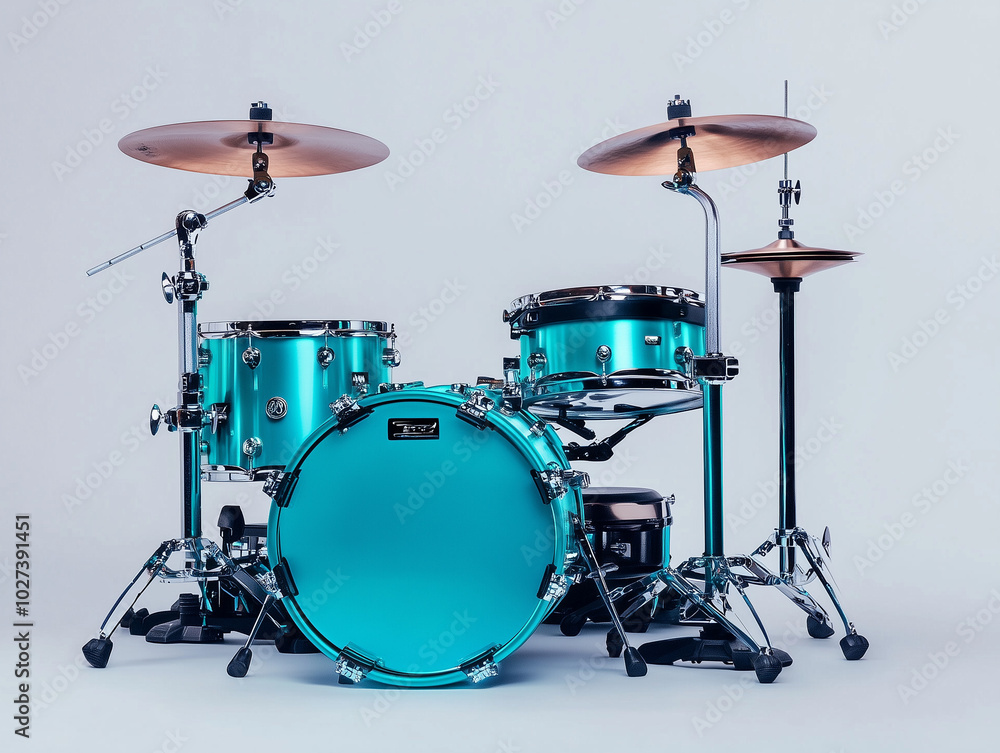 Electronic Drum Kit in Vibrant Teal: Compact and Responsive for Modern Musicians Electronic Drum Kit in Vibrant Teal: Compact and Responsive for Modern Musicians